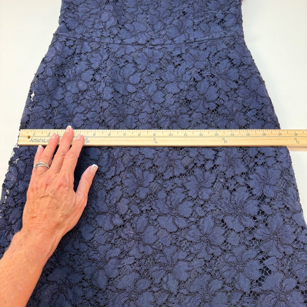 Sandro Paris Navy Lace Sheath Dress Sleeveless Backless‎ See Measurements - Picture 7 of 11